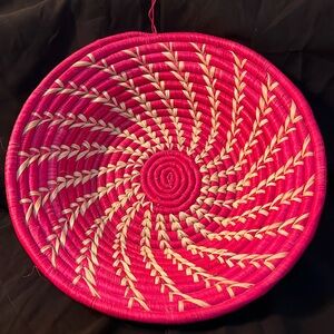African Ugandan Woven Pink Bowl/Basket